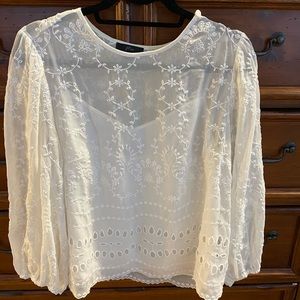 JCrew cream eyelet top size M